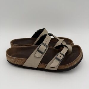 Birkenstock Mayari Sandals Kids Size 36 Taupe ‎ Cork Footbed Toe Loop Buckle